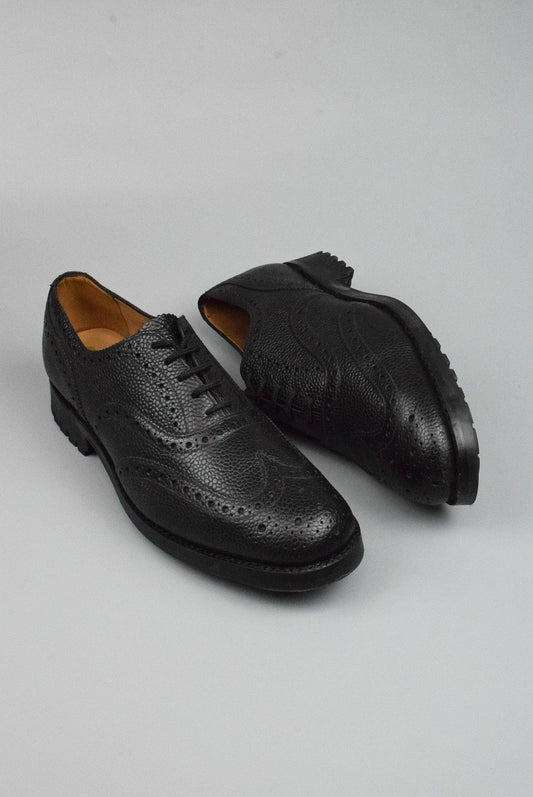 Sanders Brogue Black Scotch Grain Made in England