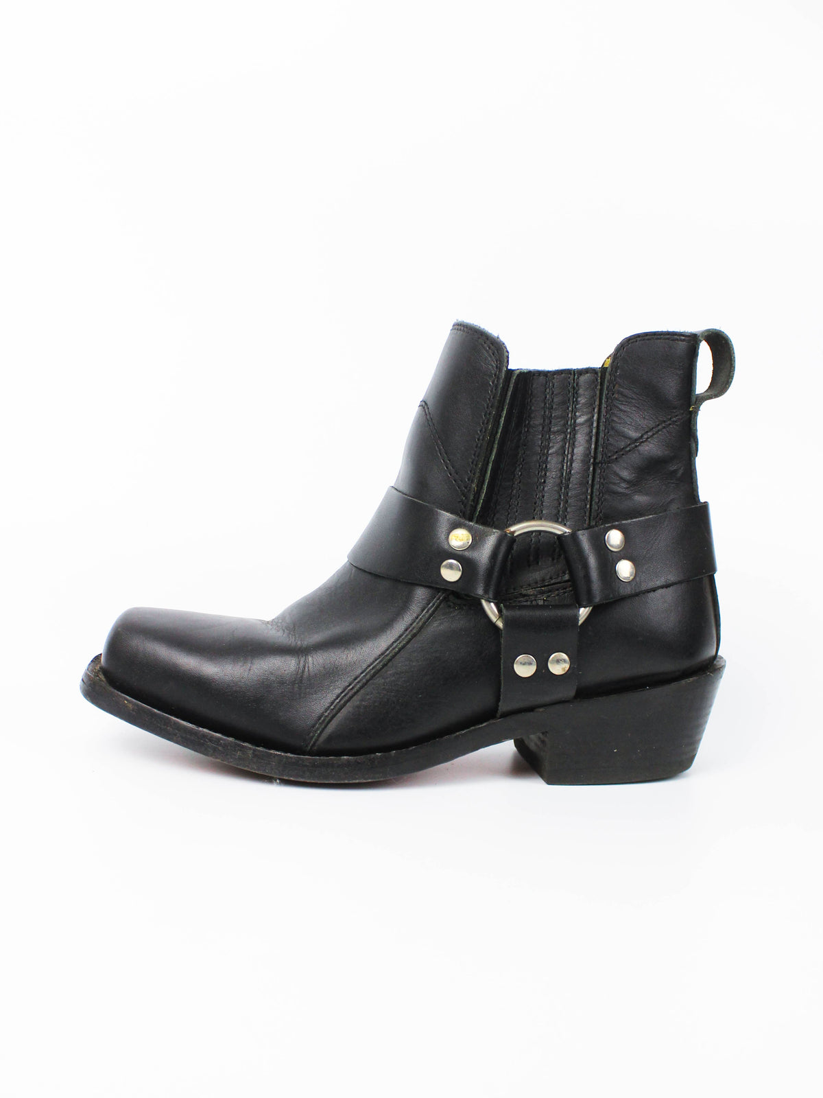 Mister Minit Black Leather Harness Ankle Boots