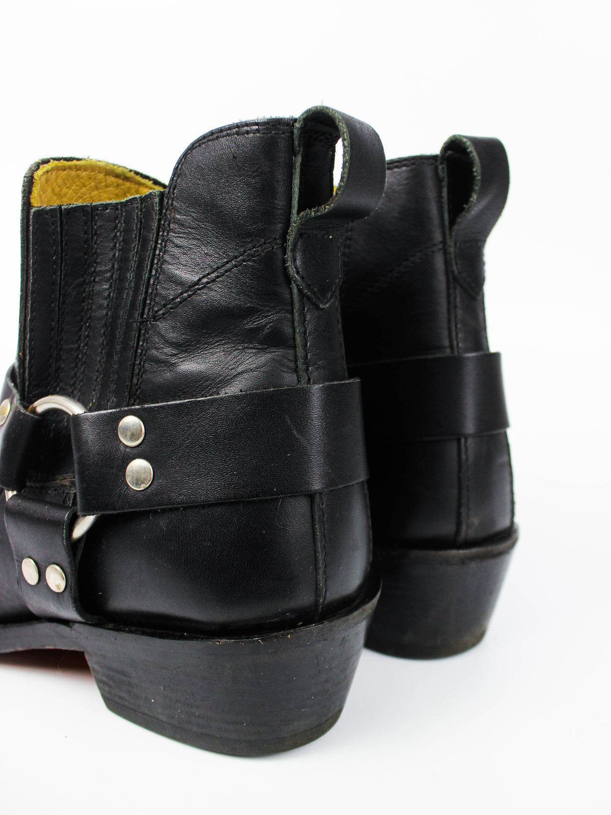 Mister Minit Black Leather Harness Ankle Boots