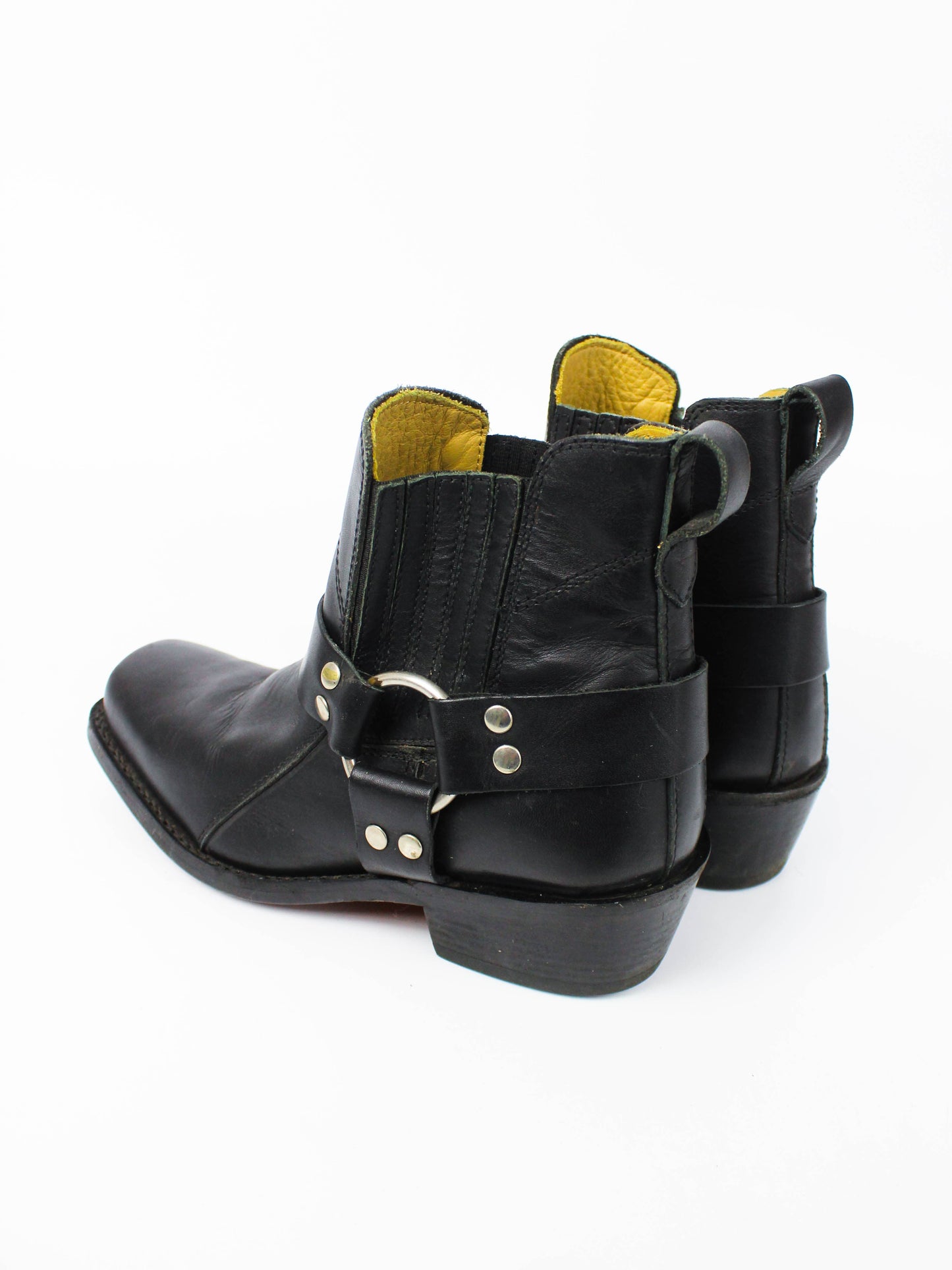 Mister Minit Black Leather Harness Ankle Boots