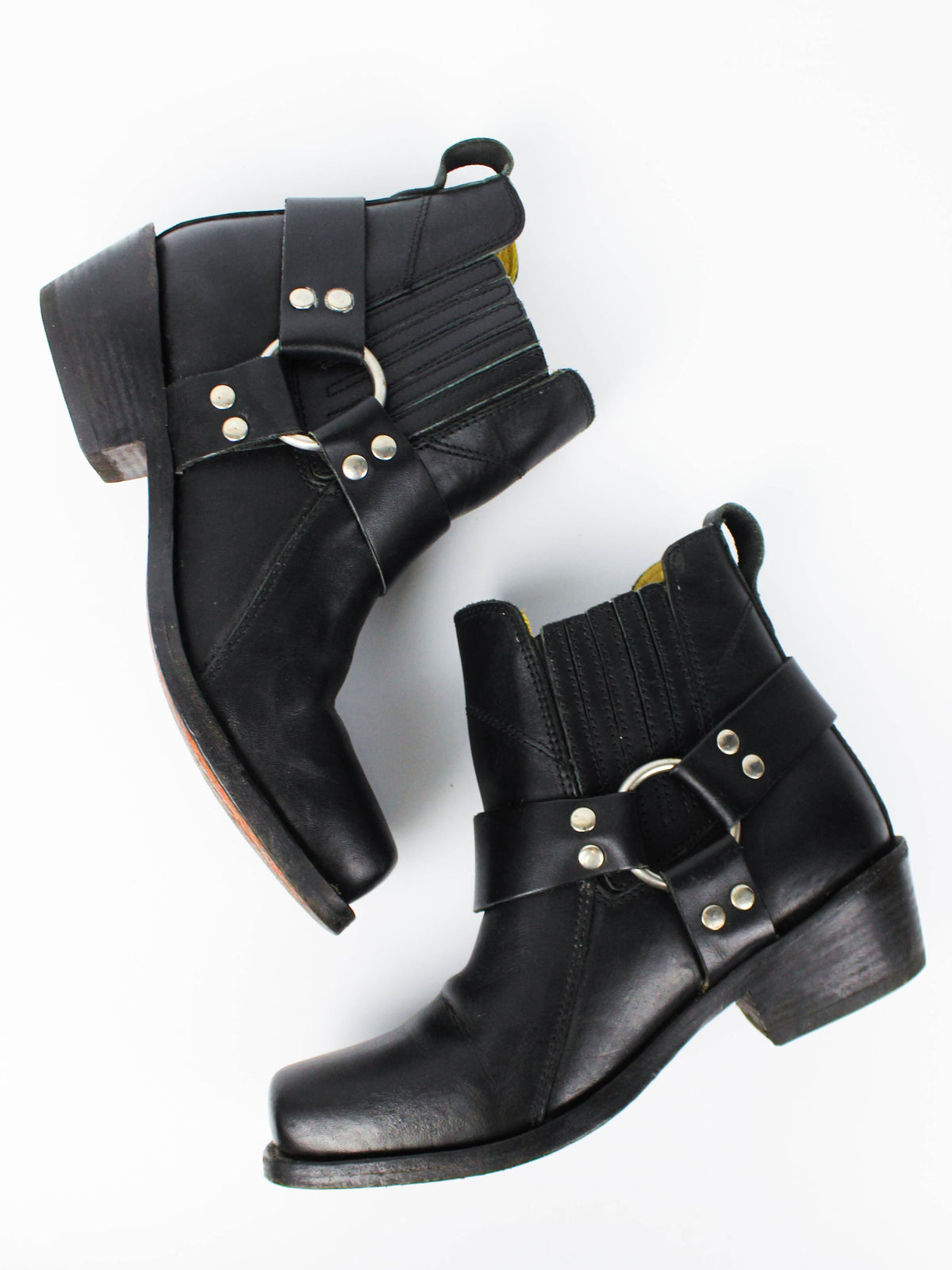 Mister Minit Black Leather Harness Ankle Boots