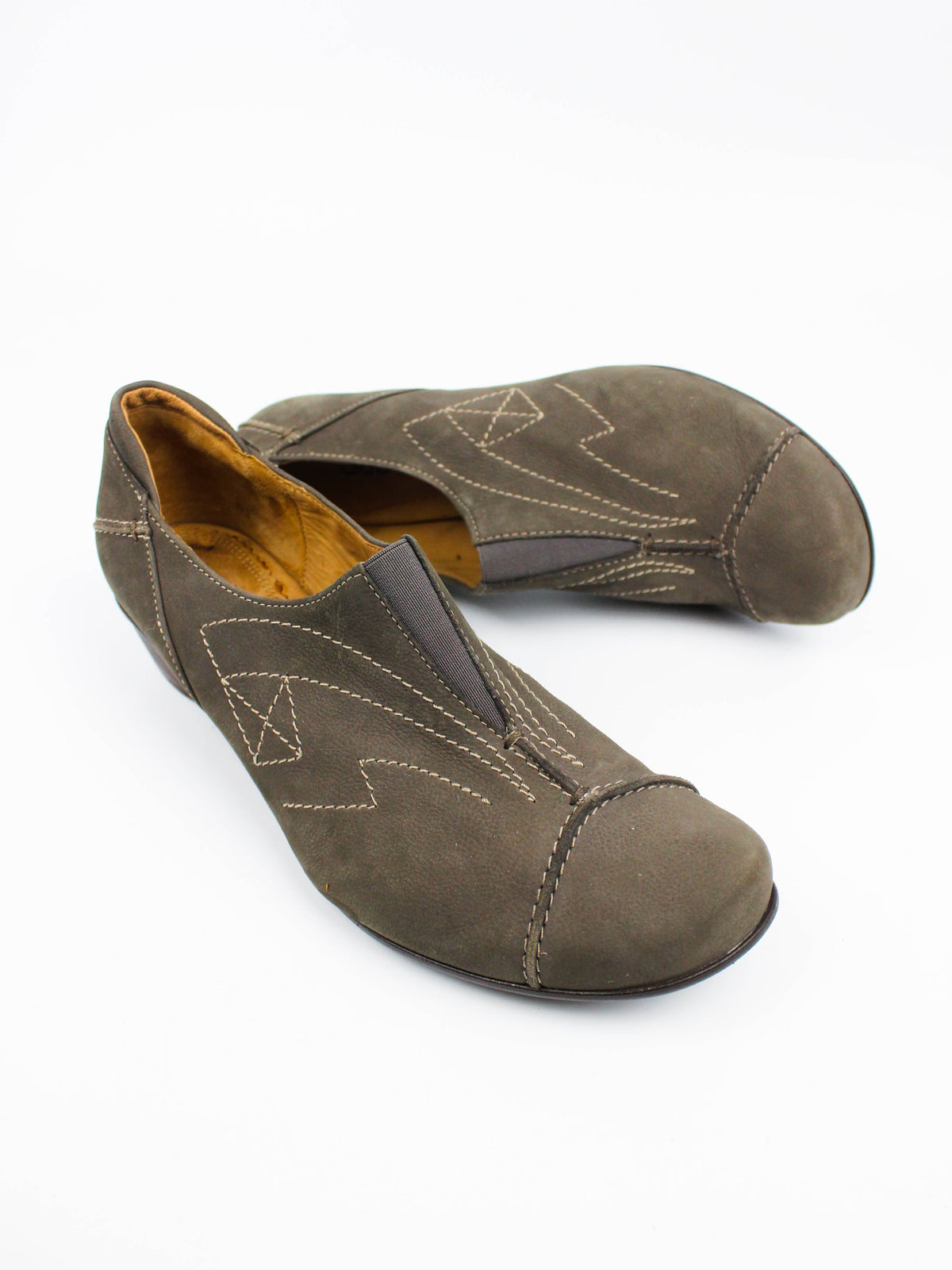 Gabor Brown Leather Wedge Slip-On Shoes