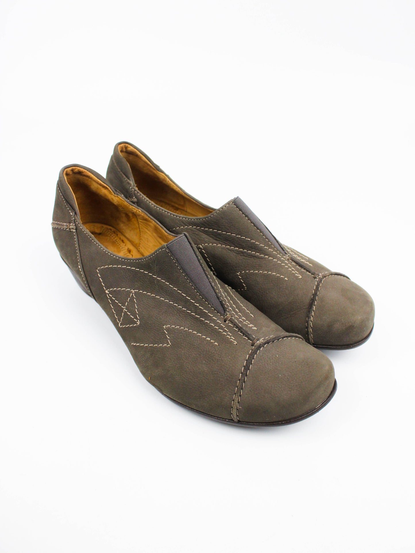 Gabor Brown Leather Wedge Slip-On Shoes