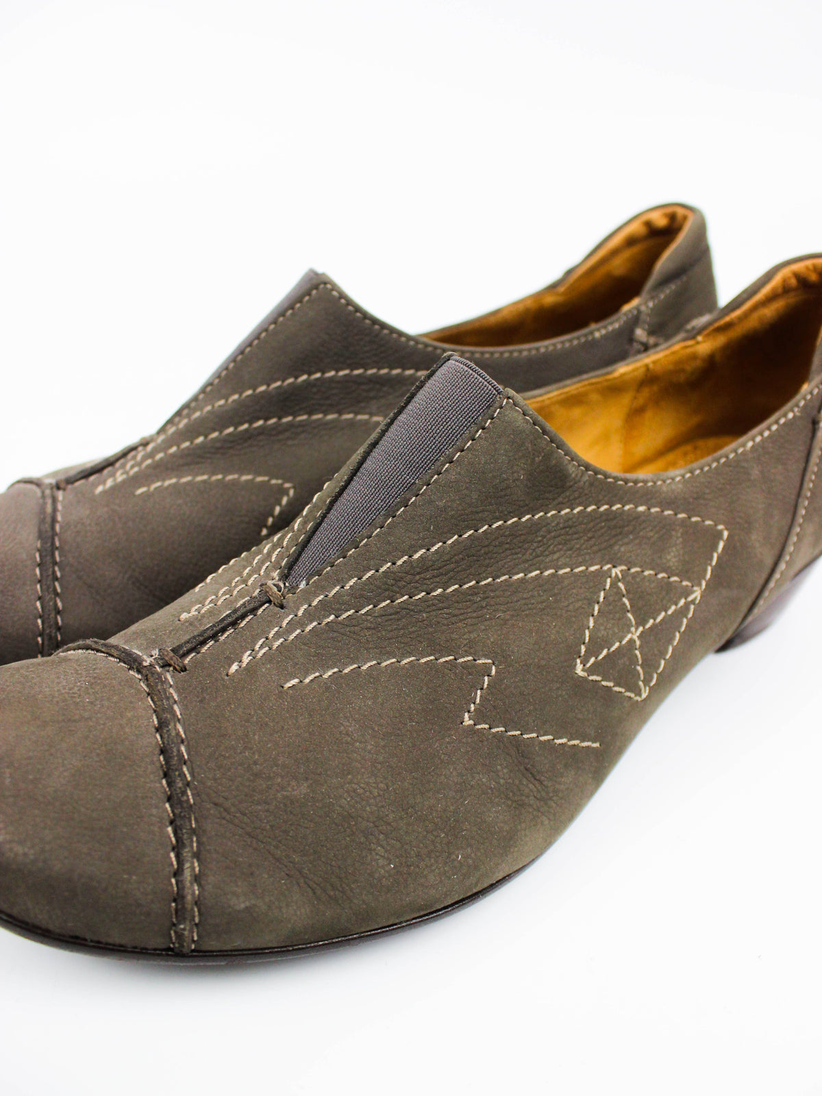Gabor Brown Leather Wedge Slip-On Shoes