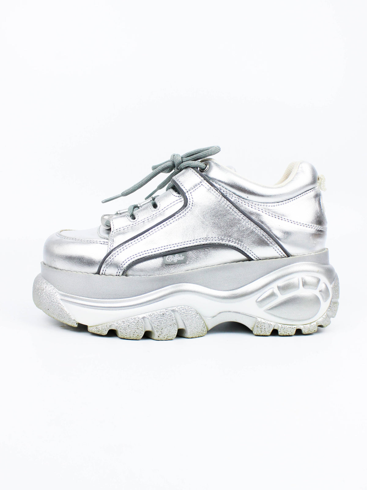 Buffalo Silver Metallic Leather Sneakers