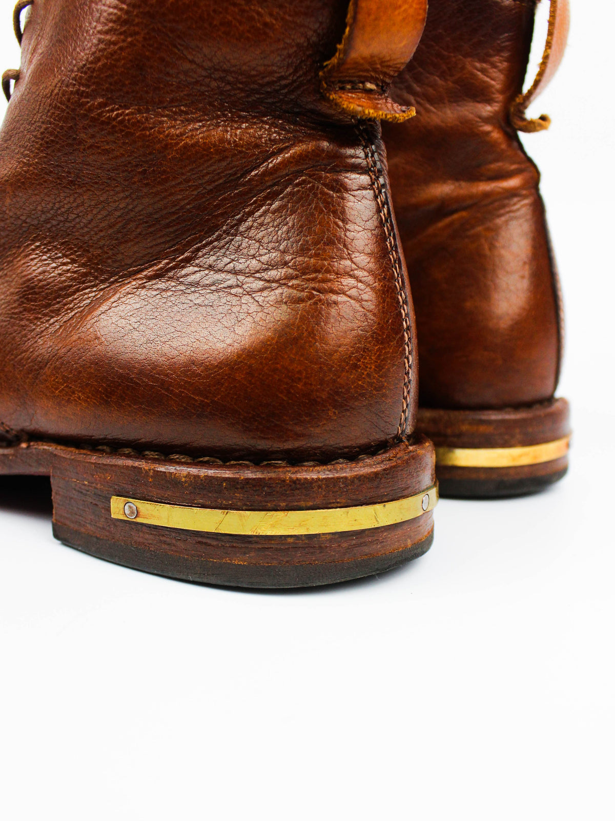 Moma Brown Leather Lace-Up Ankle Boots