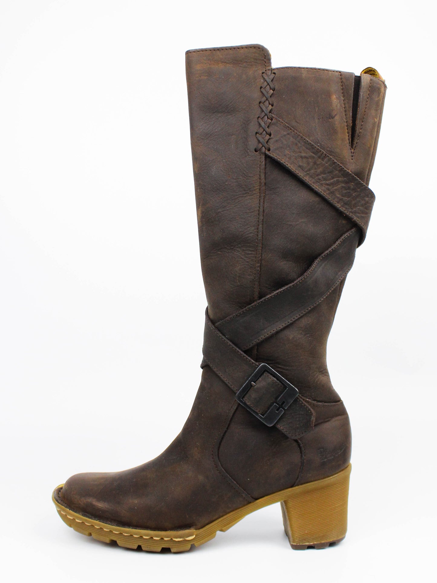 Dr. Martens 11447 Brown Leather Tall Wrap Boots