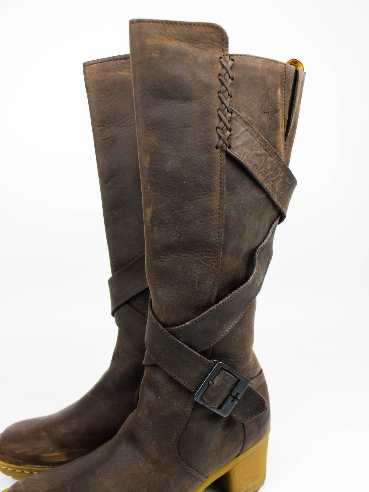 Dr. Martens 11447 Brown Leather Tall Wrap Boots