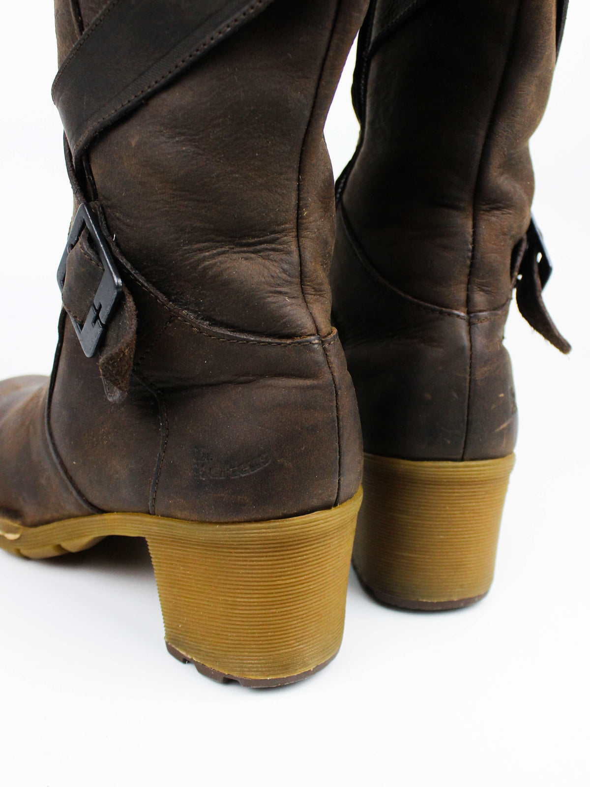 Dr. Martens 11447 Brown Leather Tall Wrap Boots
