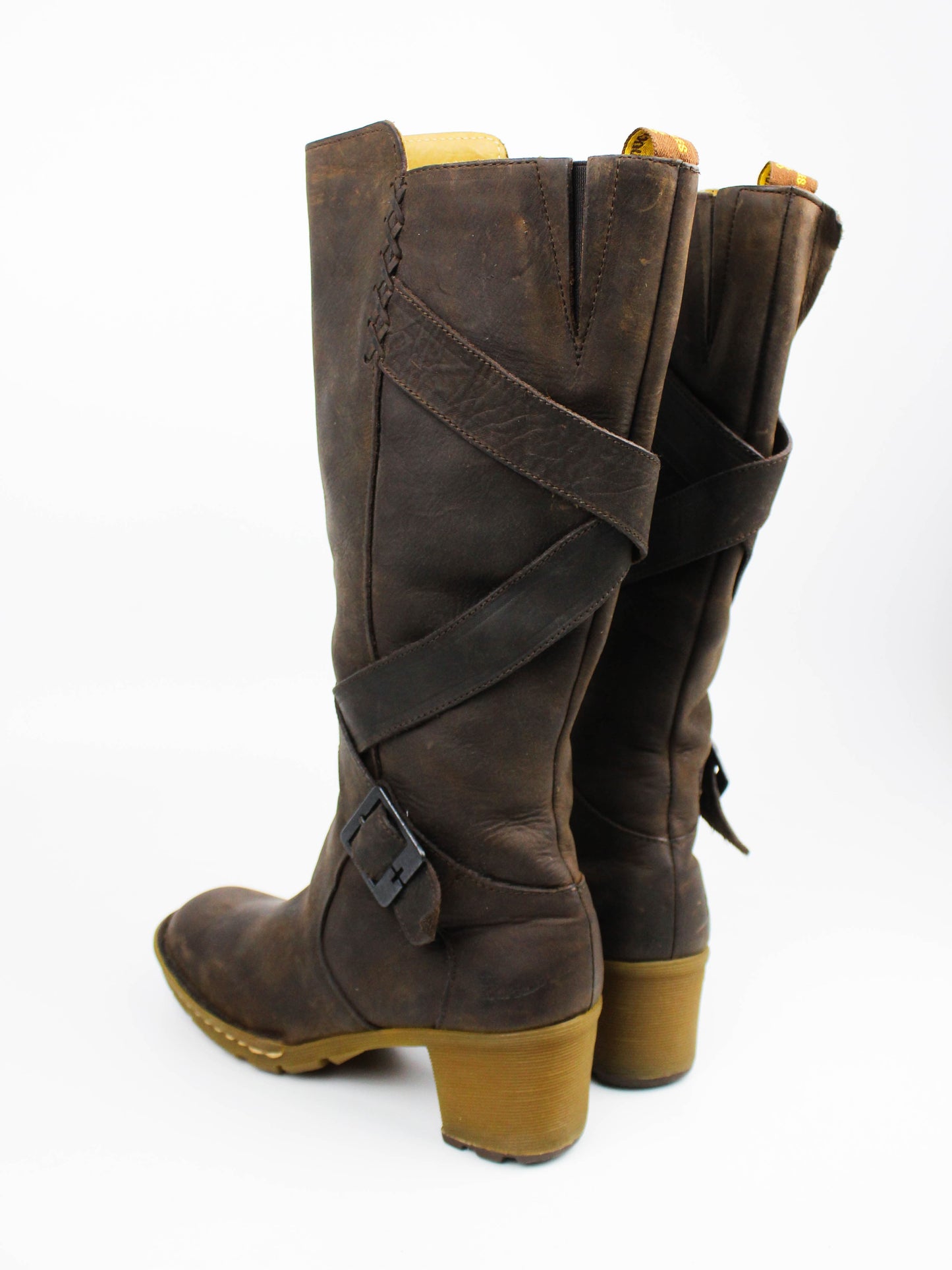Dr. Martens 11447 Brown Leather Tall Wrap Boots