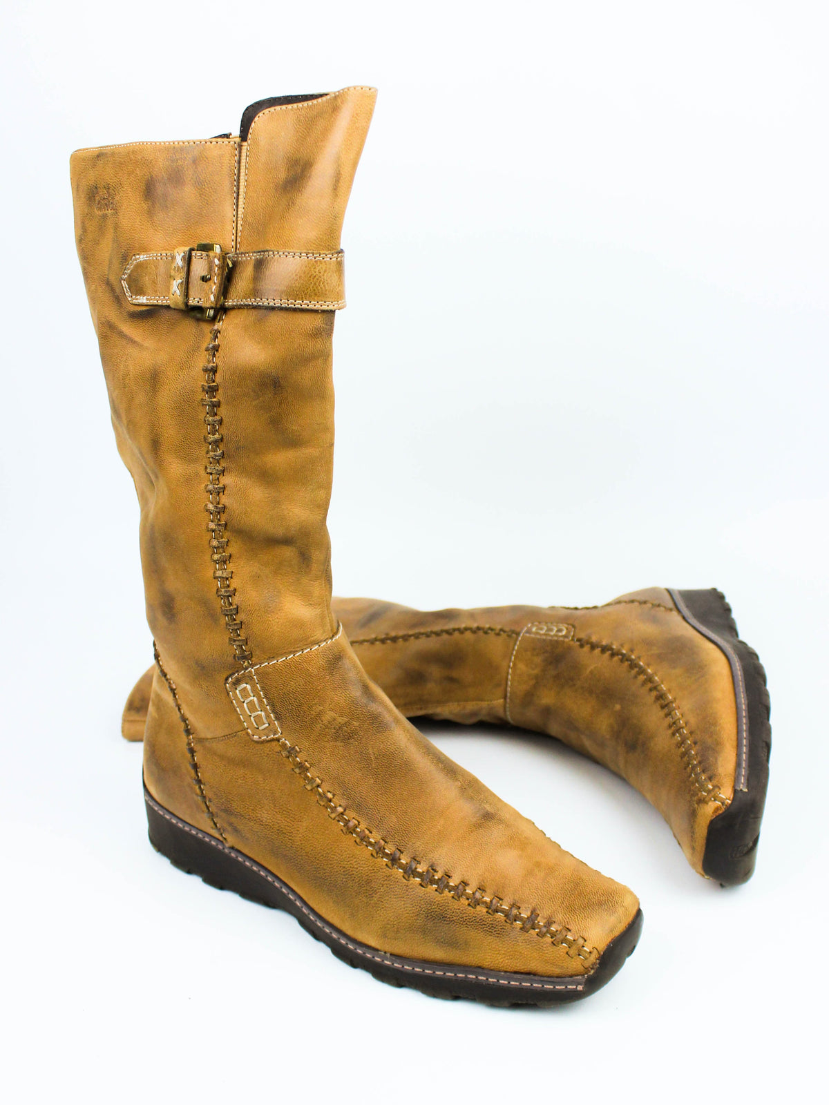 Caprice Brown Leather Tall Boots