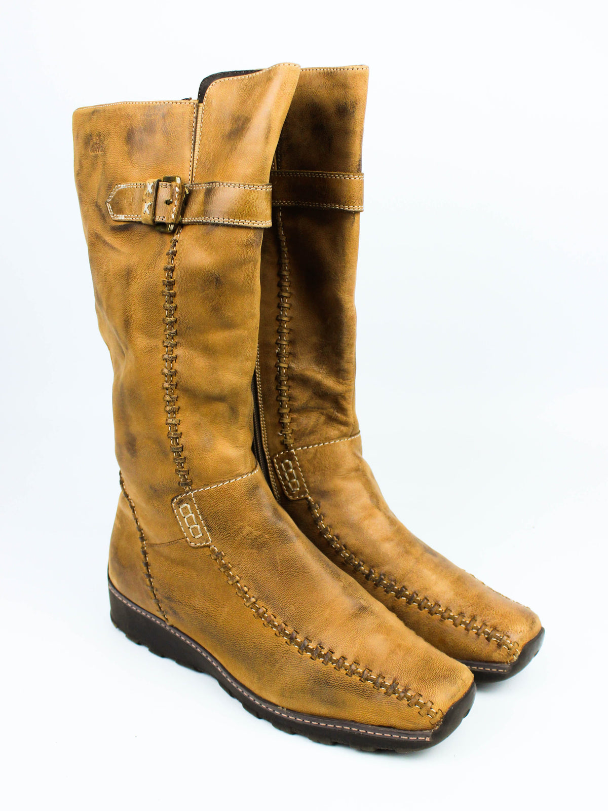 Caprice Brown Leather Tall Boots