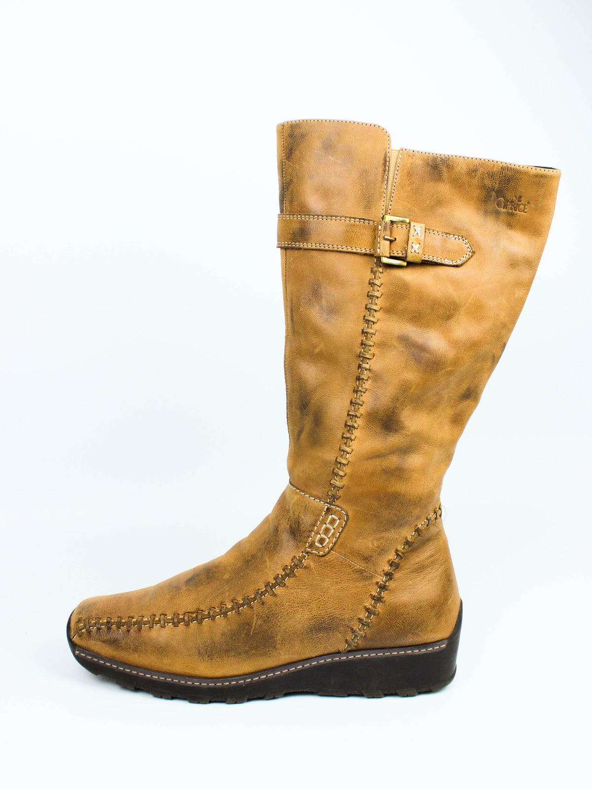 Caprice Brown Leather Tall Boots