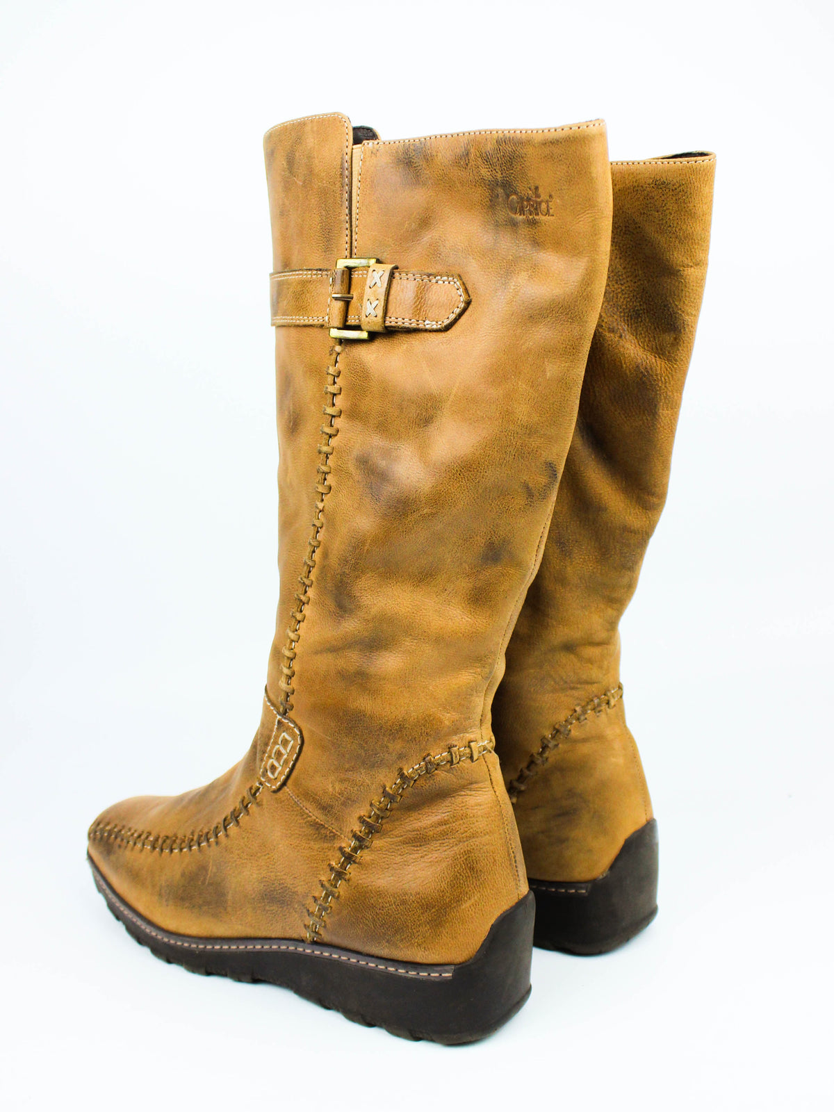 Caprice Brown Leather Tall Boots
