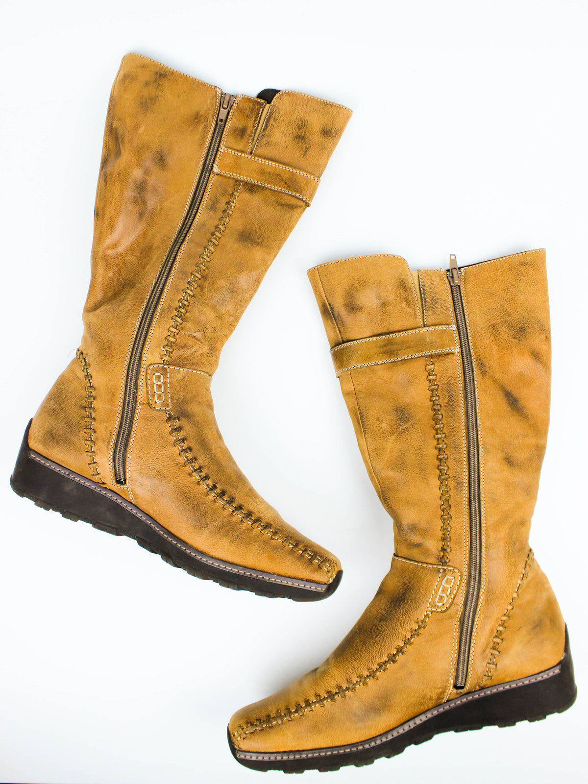 Caprice Brown Leather Tall Boots