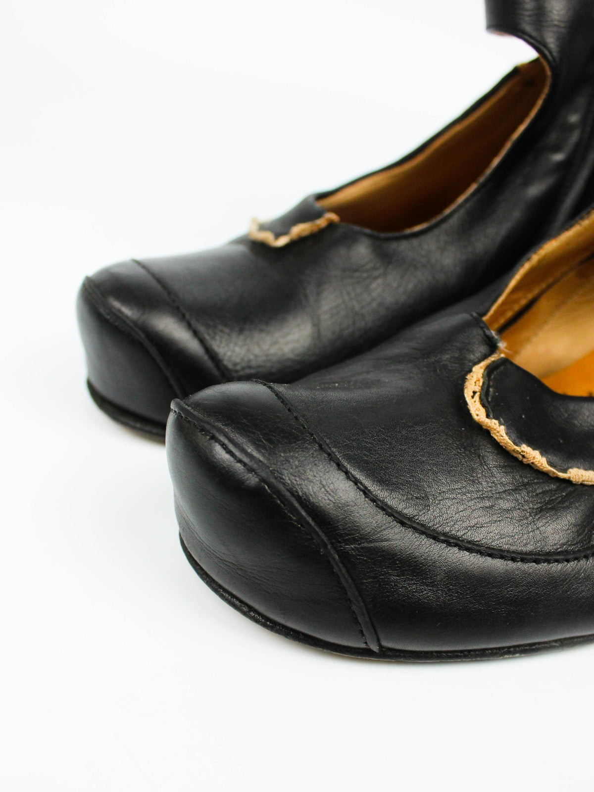 Black Leather Mary Jane Heels