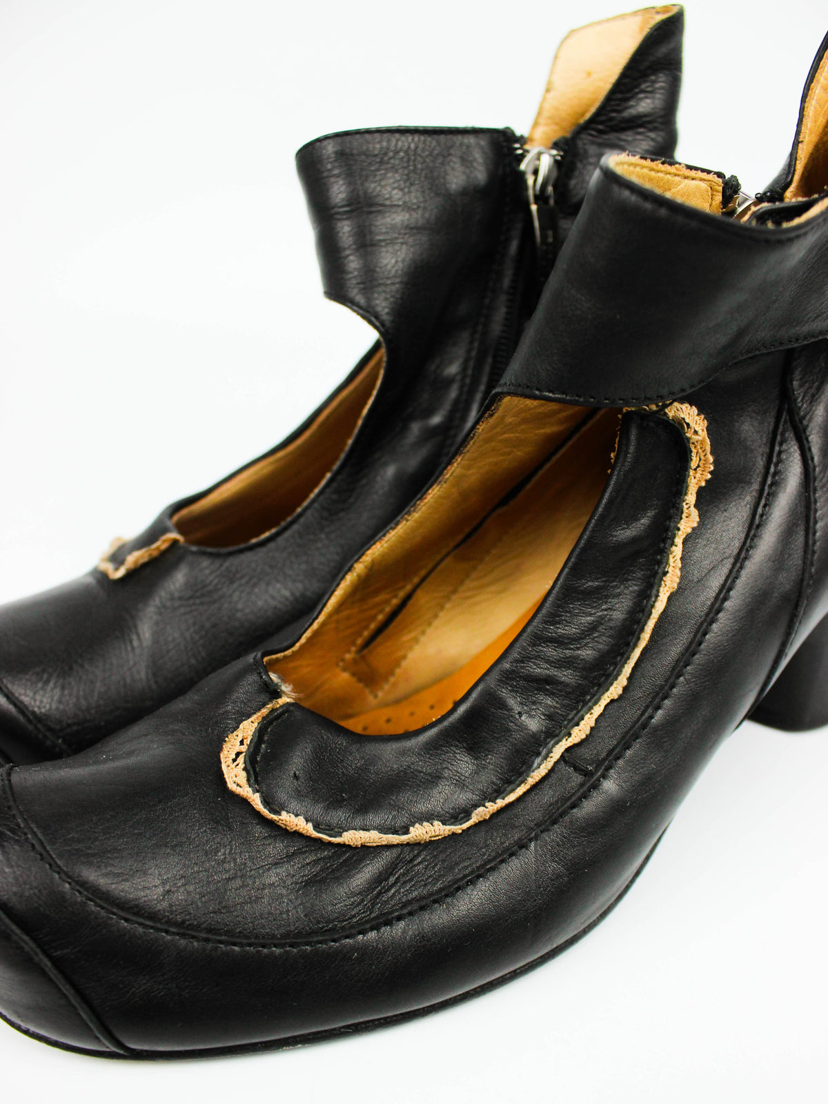 Black Leather Mary Jane Heels