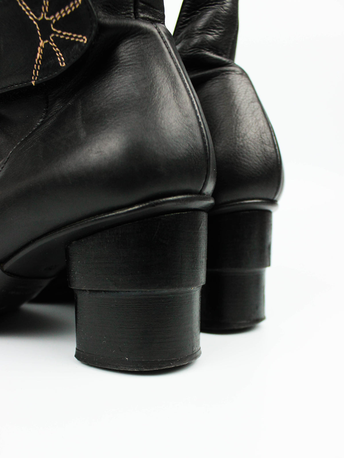 Black Leather Mary Jane Heels