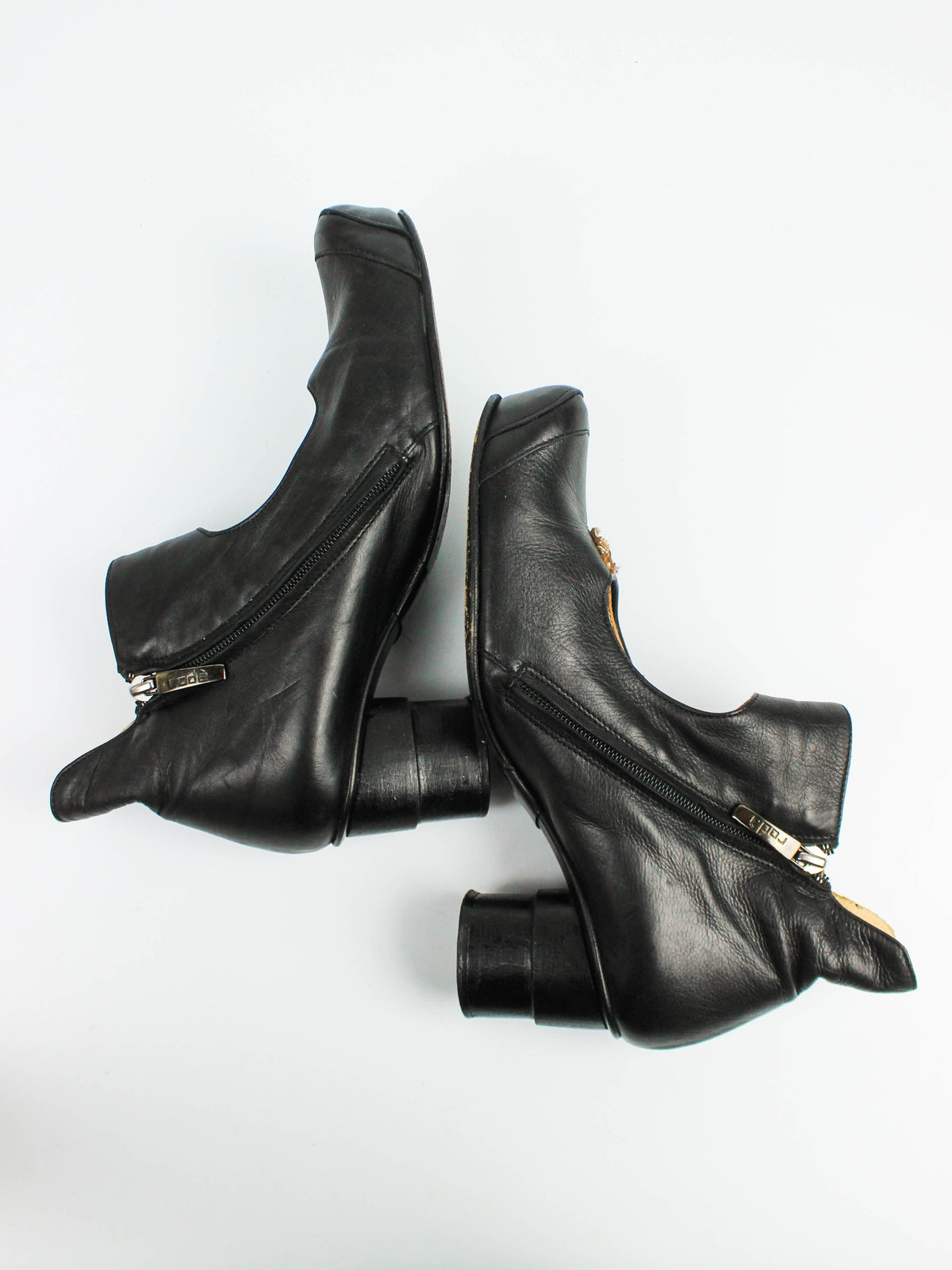 Black Leather Mary Jane Heels