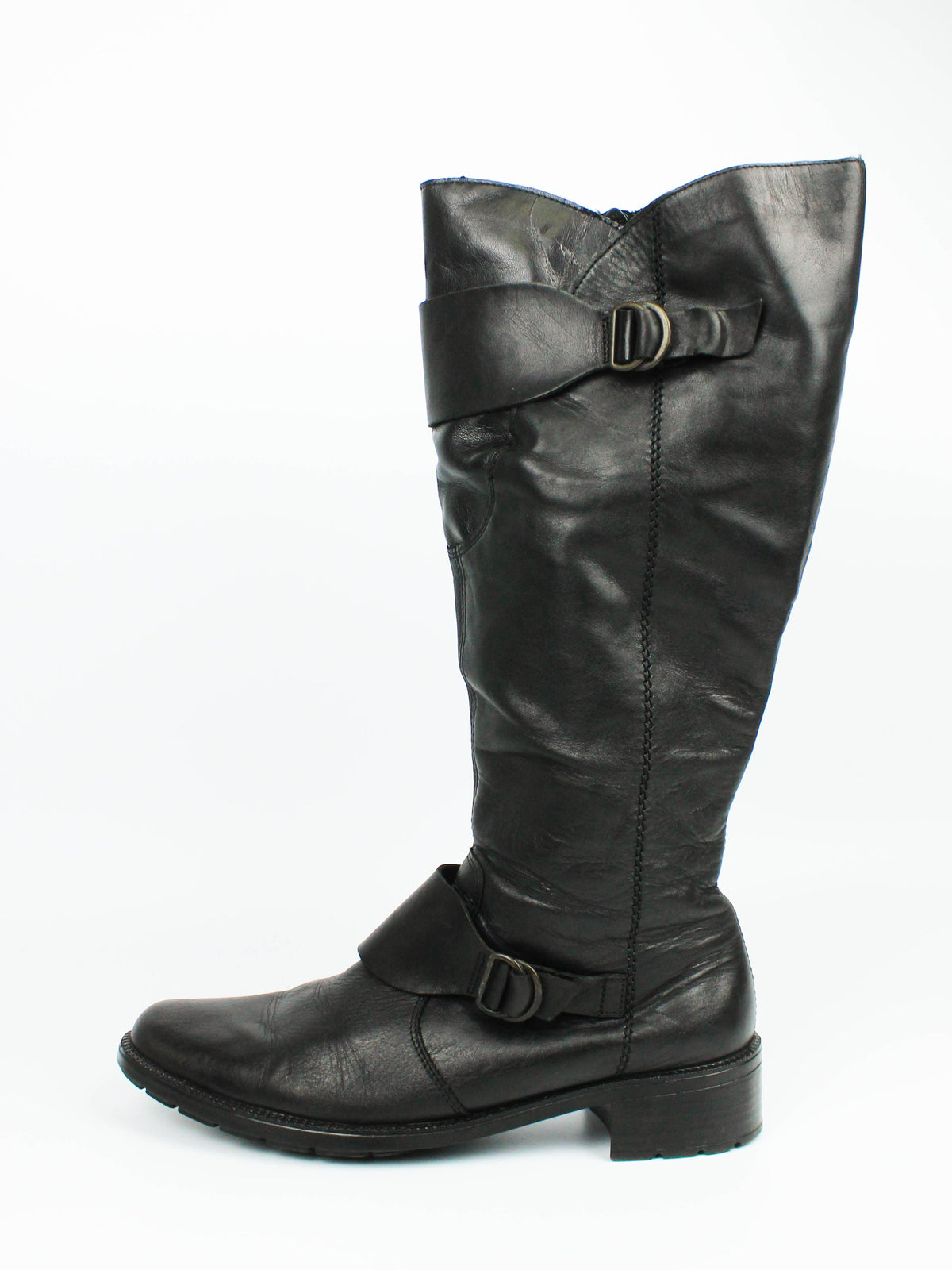 Black Leather Harness Boots