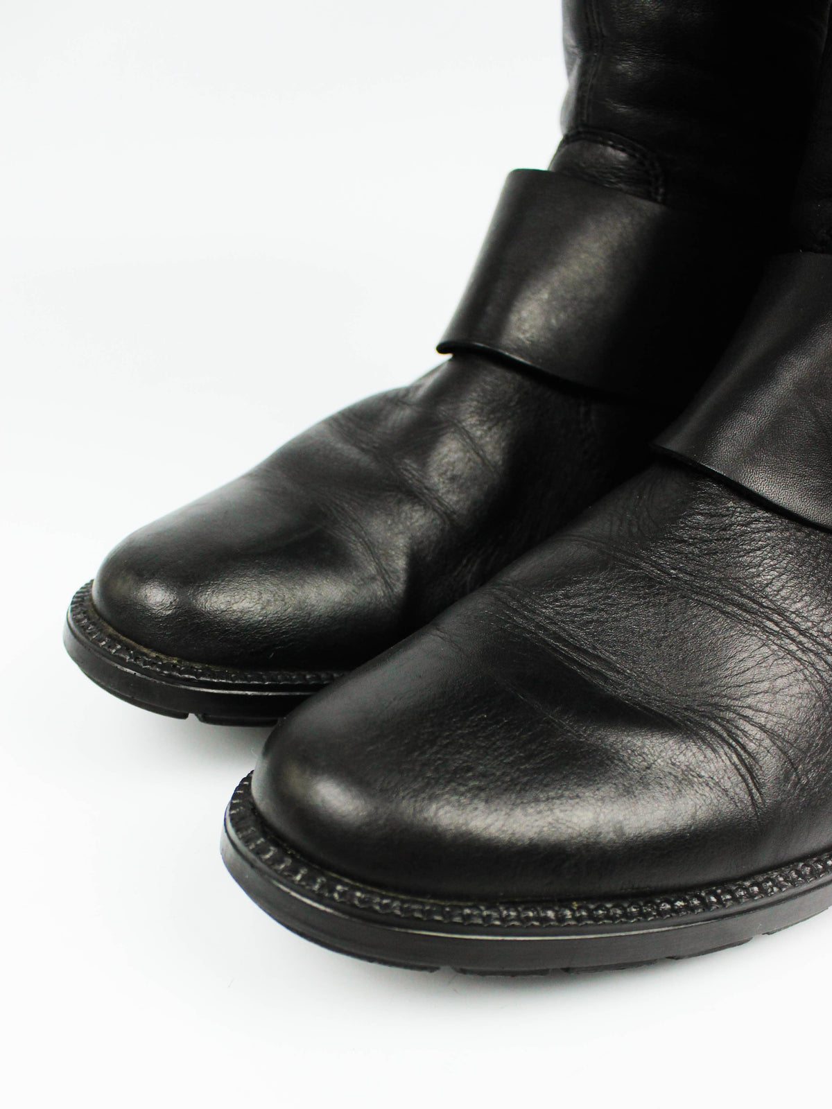 Black Leather Harness Boots