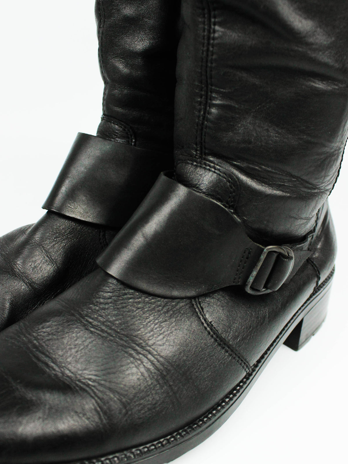 Black Leather Harness Boots