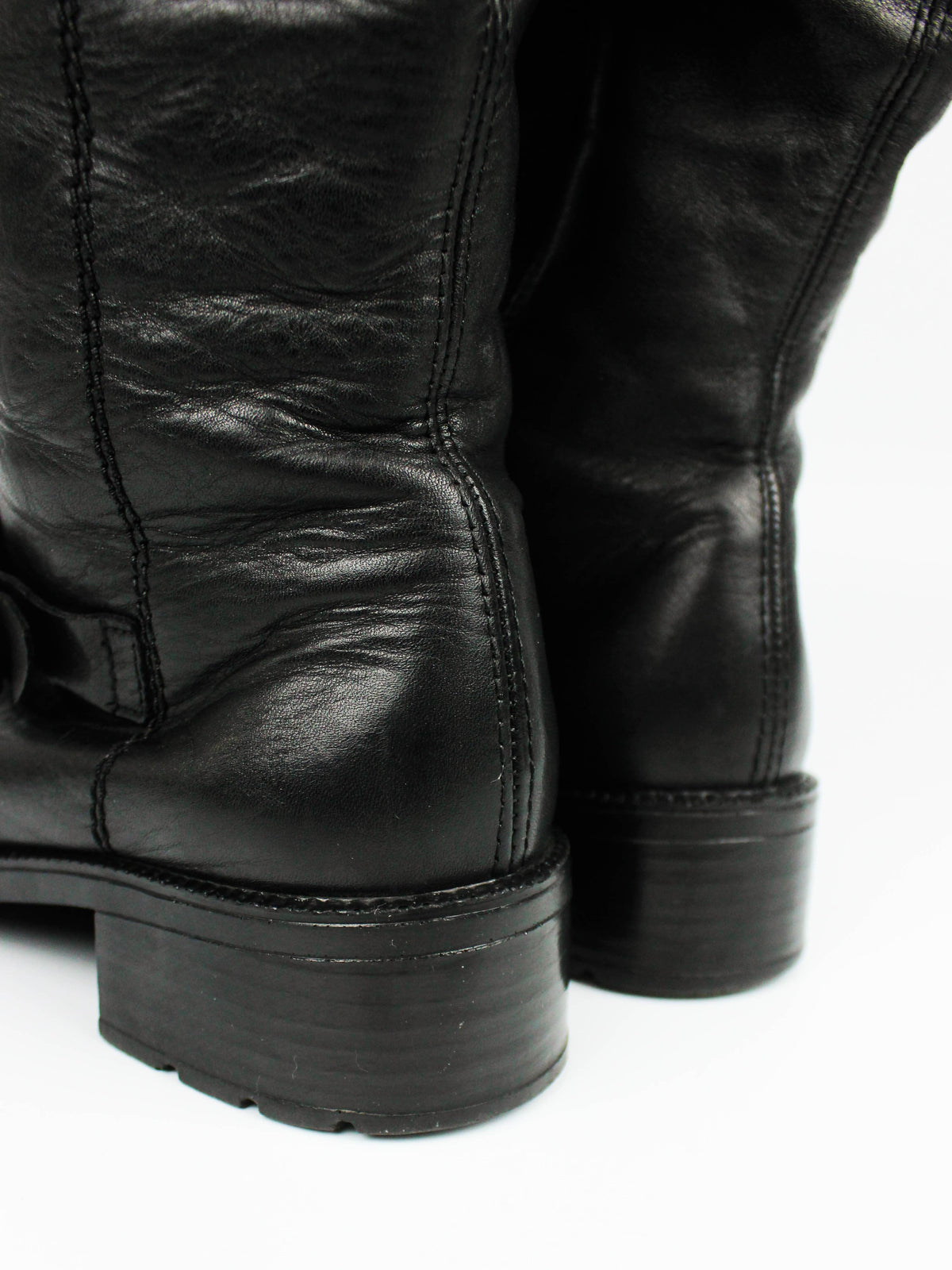 Black Leather Harness Boots