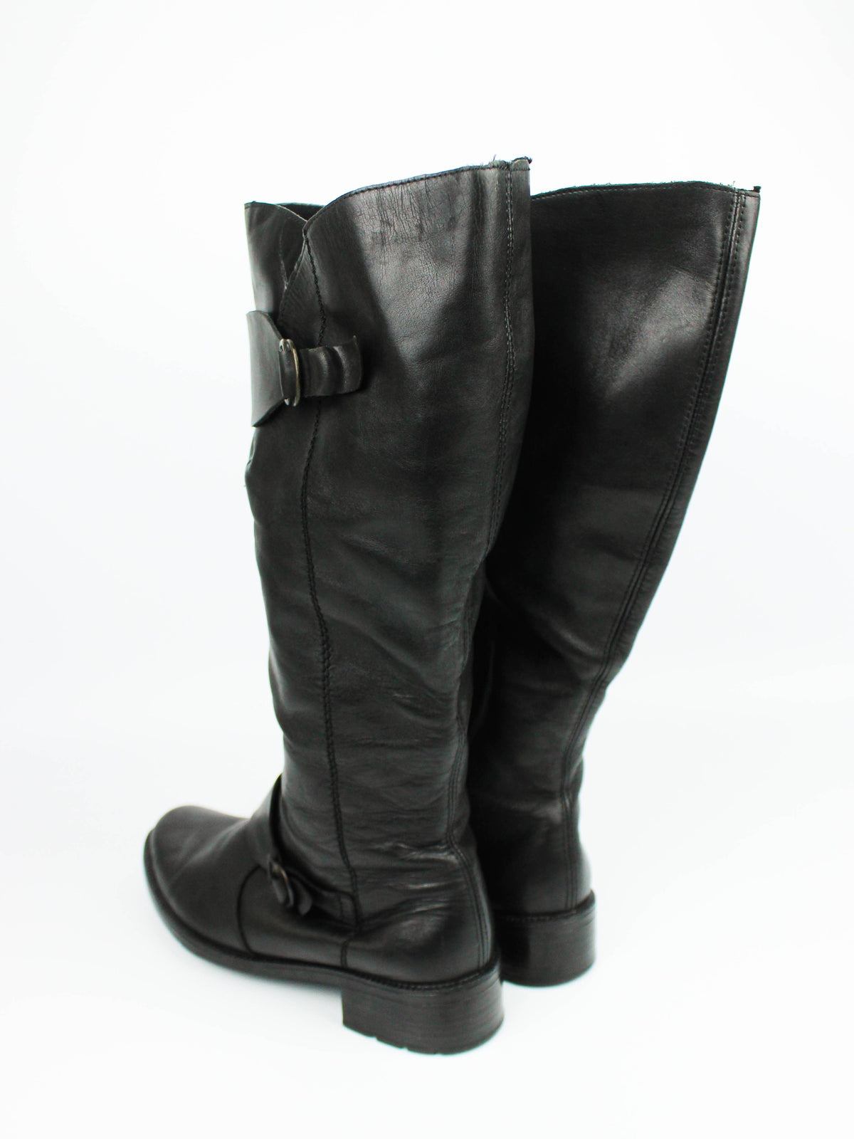 Black Leather Harness Boots