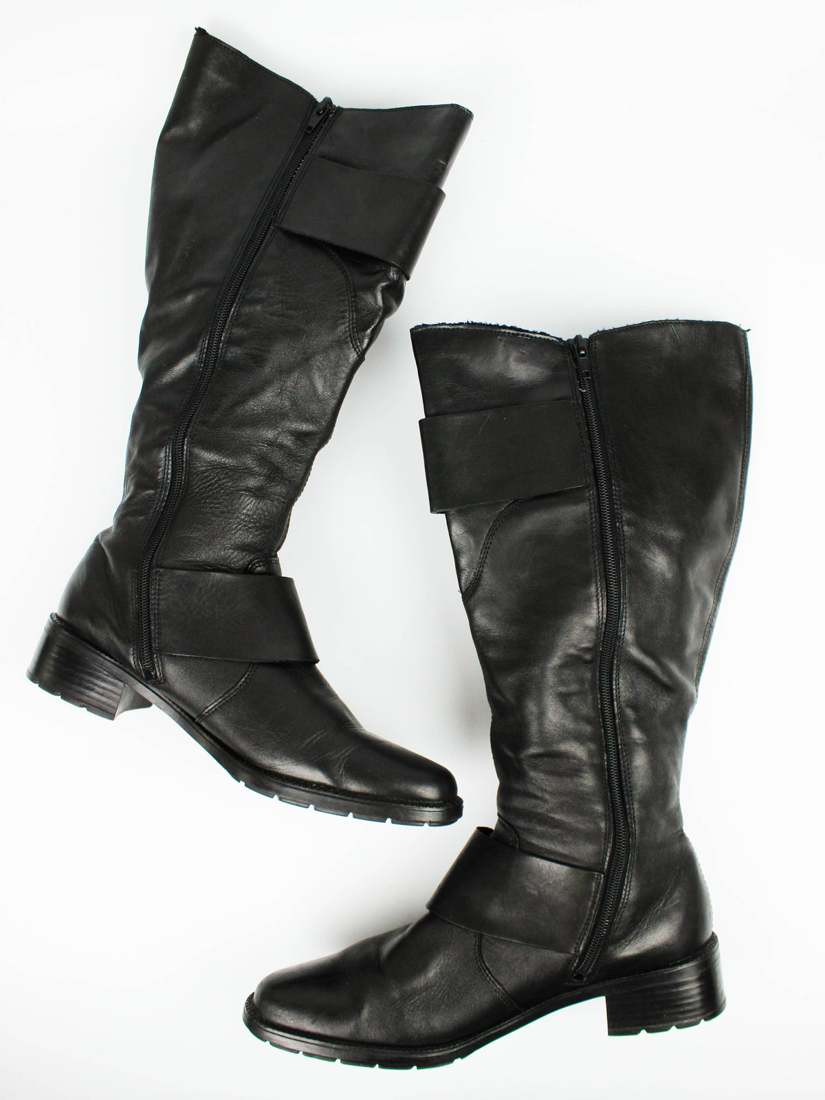 Black Leather Harness Boots