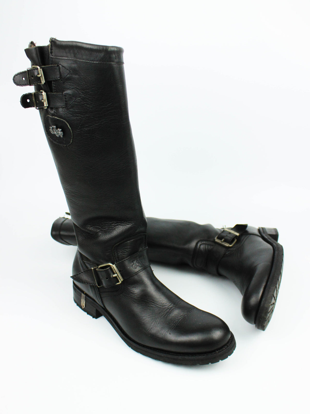 Sancho Black Leather Biker Boots