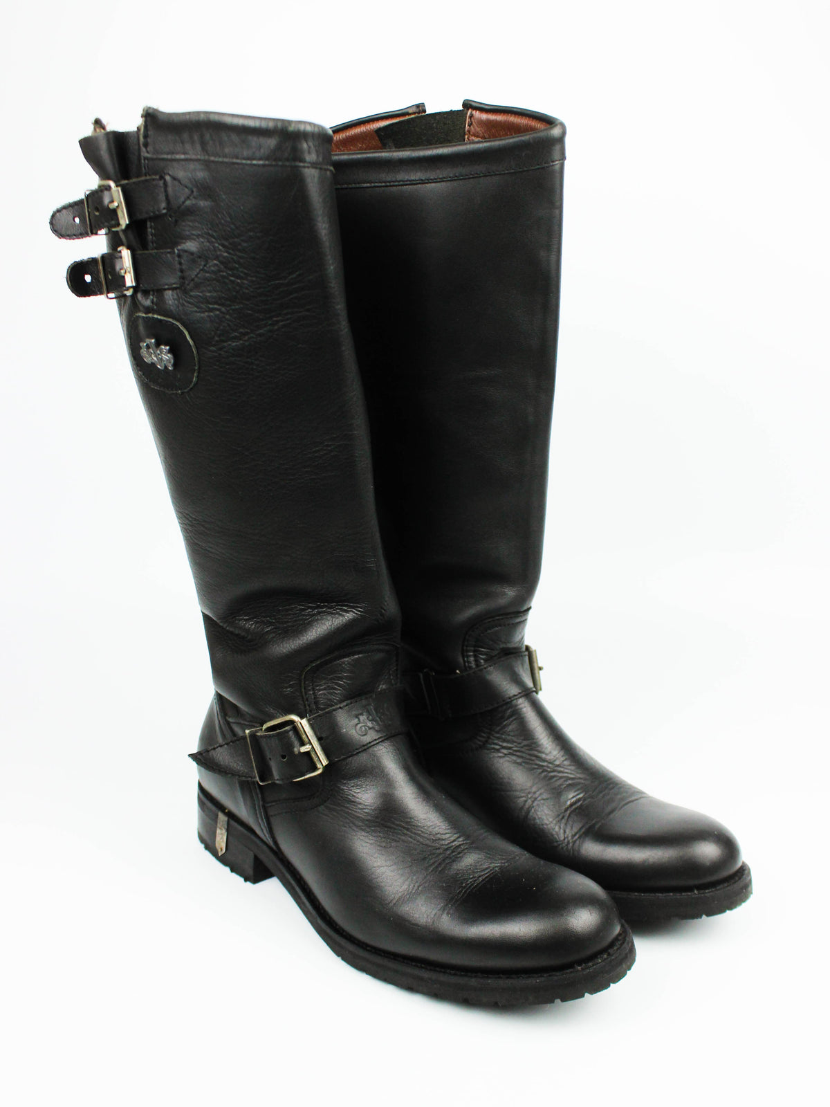 Sancho Black Leather Biker Boots