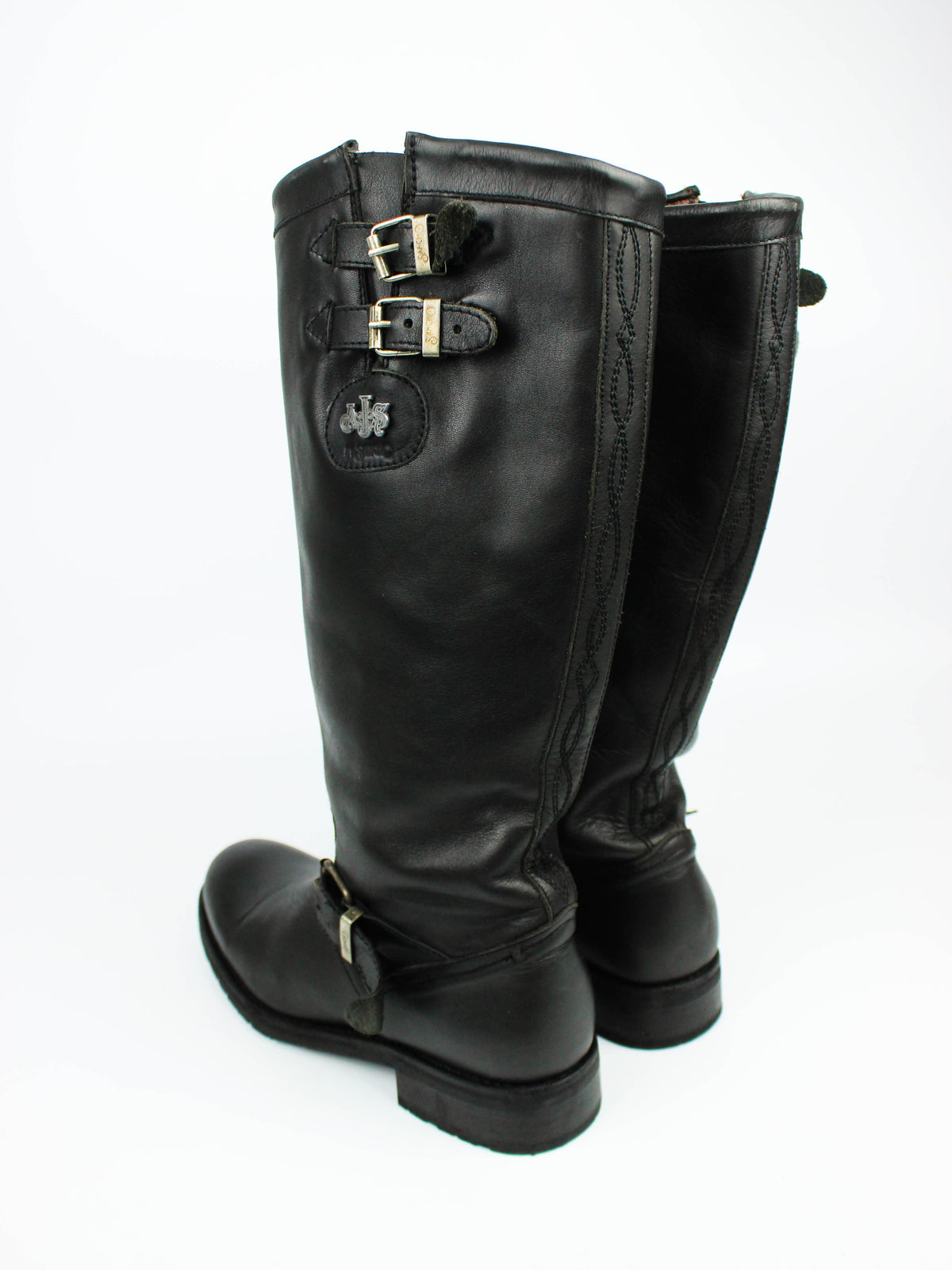 Sancho Black Leather Biker Boots
