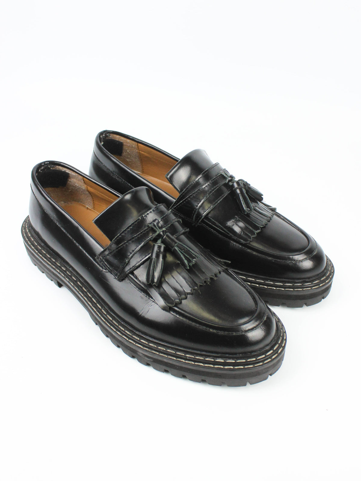 ASOS Black Leather-Look Tassel Loafers