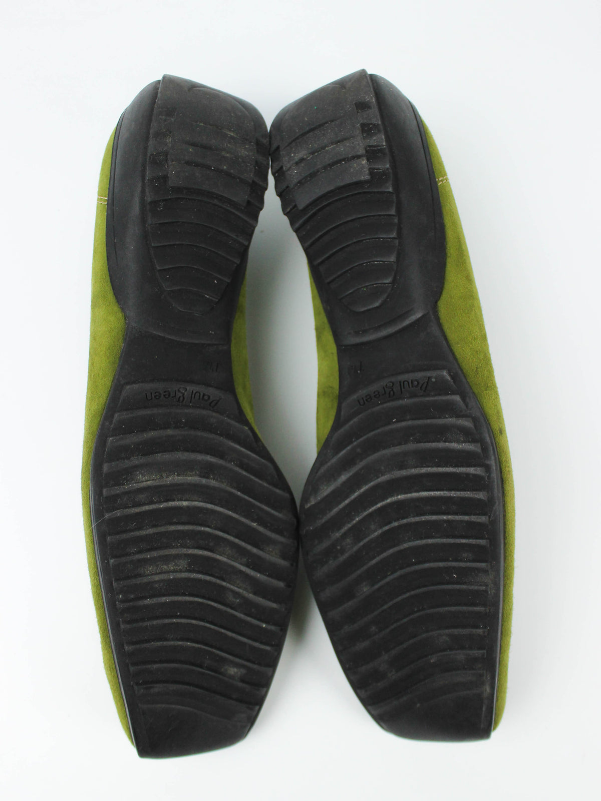 Green Suede Square-Toe Loafers