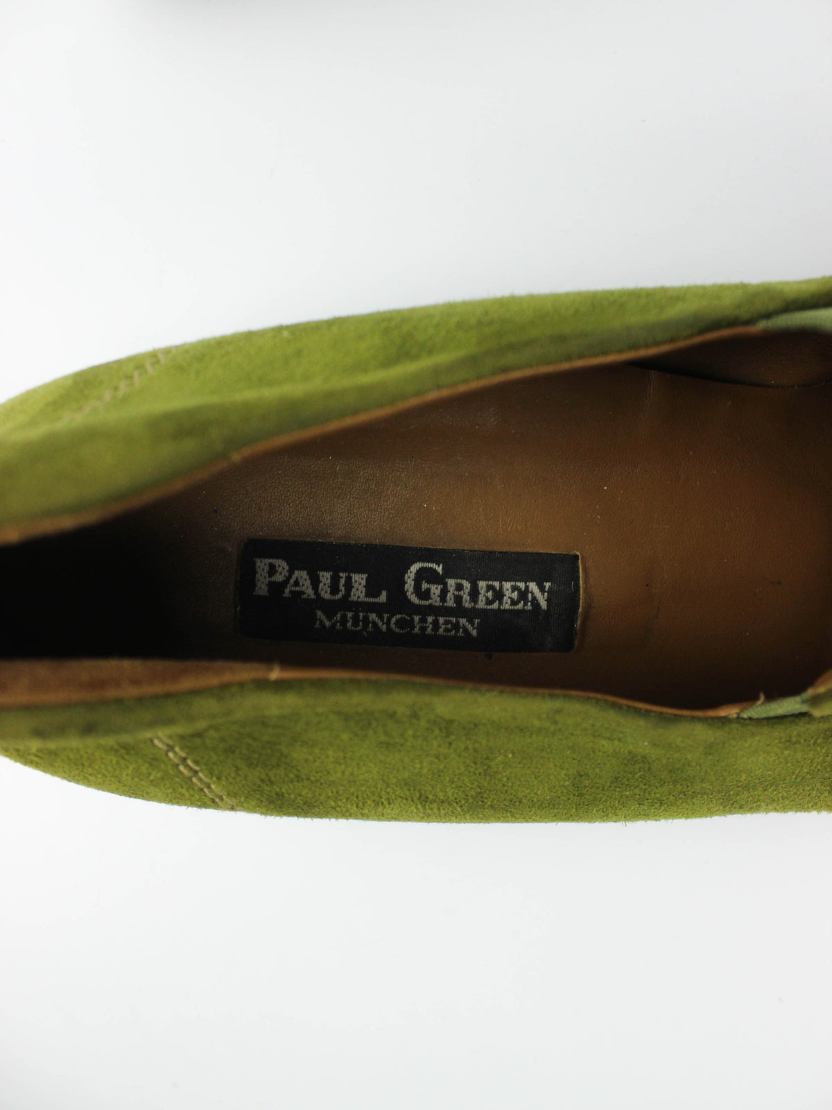 Green Suede Square-Toe Loafers