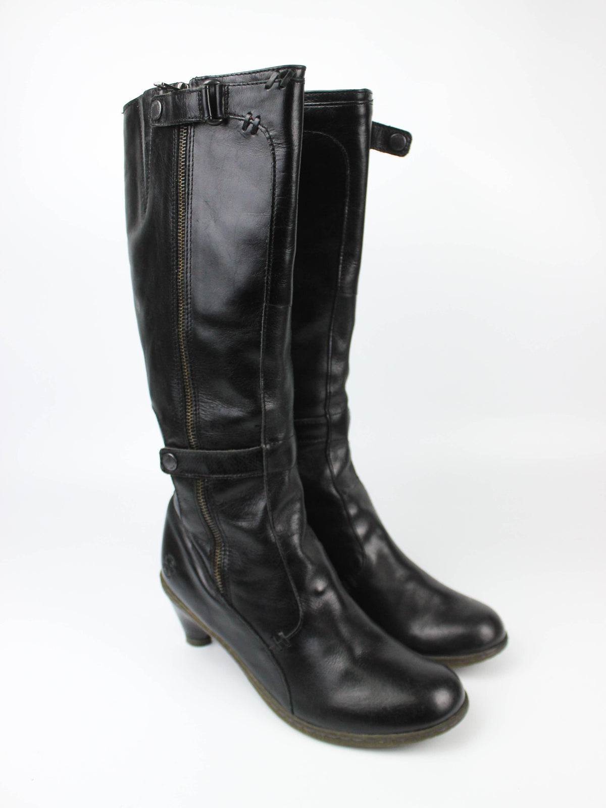 Dr. Martens Black Leather Side-Zip Tall Boots