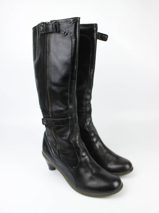 Dr. Martens Black Leather Side-Zip Tall Boots