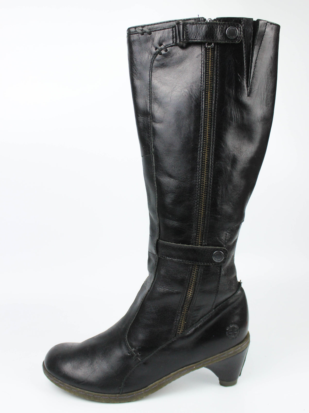 Dr. Martens Black Leather Side-Zip Tall Boots
