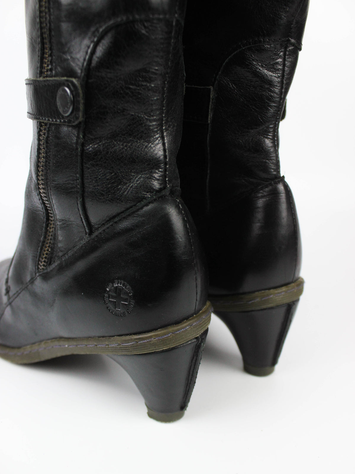 Dr. Martens Black Leather Side-Zip Tall Boots