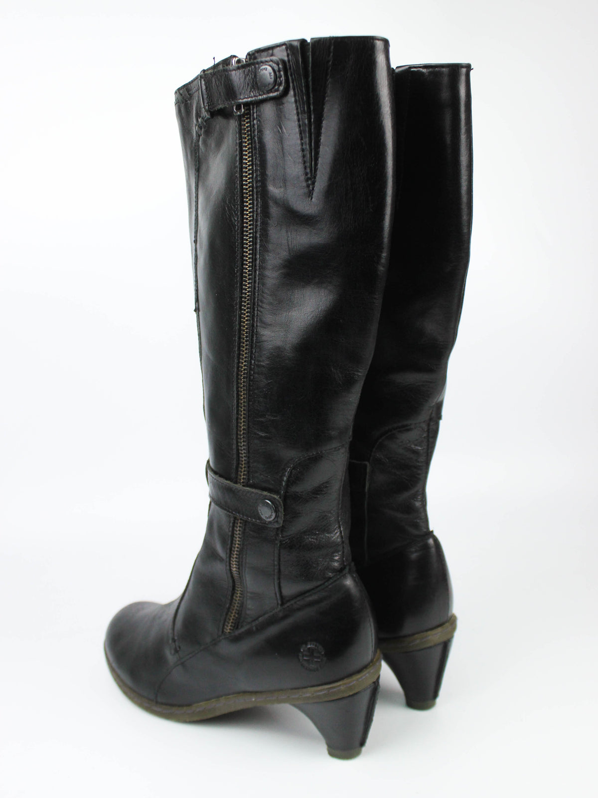 Dr. Martens Black Leather Side-Zip Tall Boots
