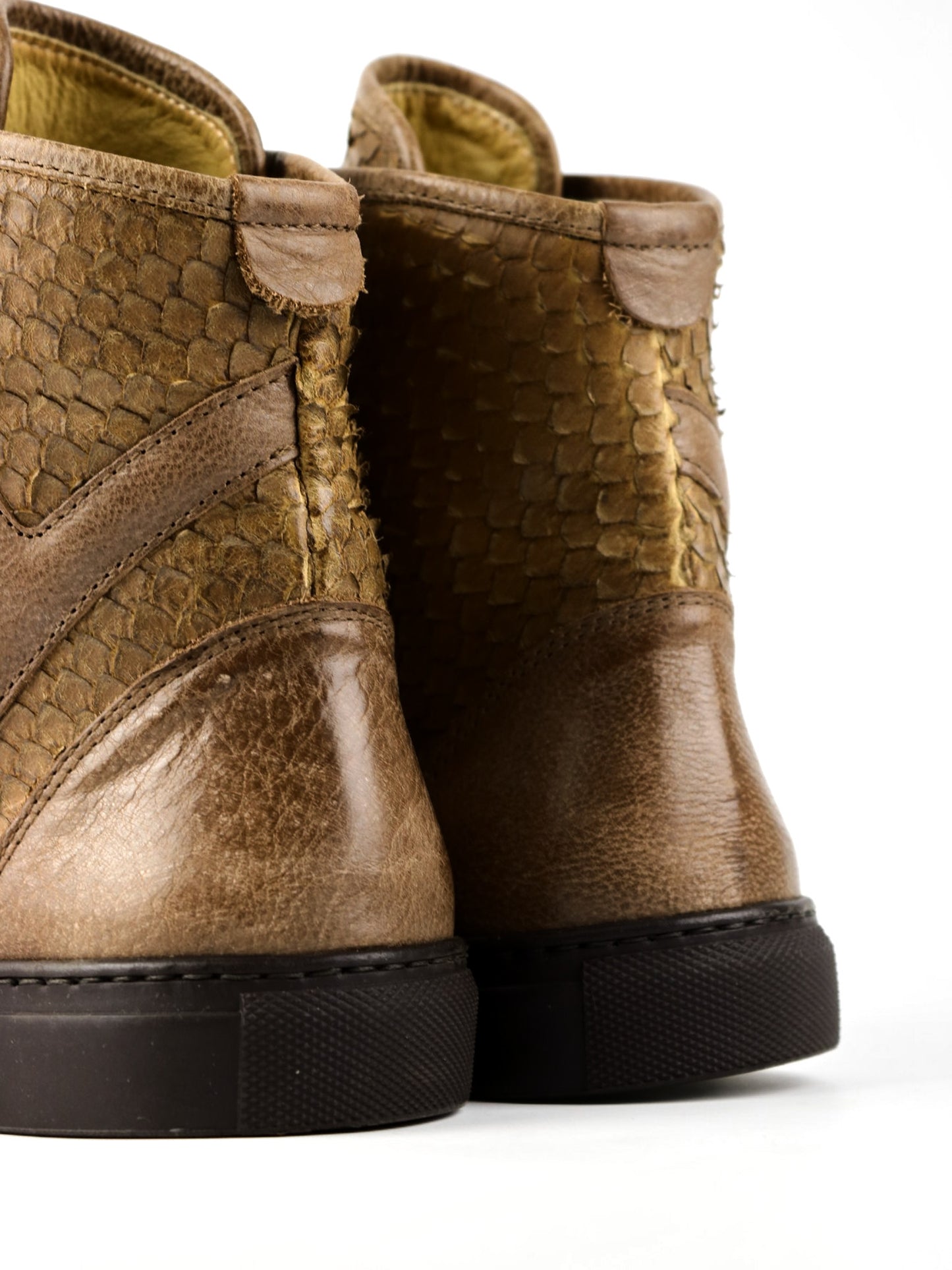 Leather Boots Snakeskin Print